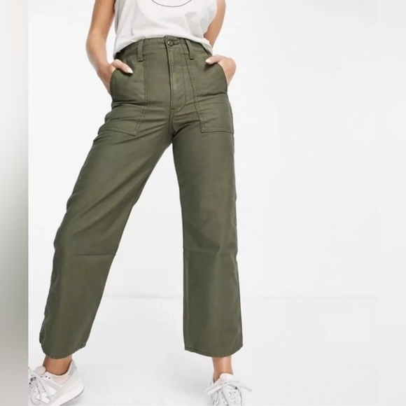 Levi's Pants - Levis Premium Ribcage Striaght Ankle 26 Utility Olive Green Pants Jeans